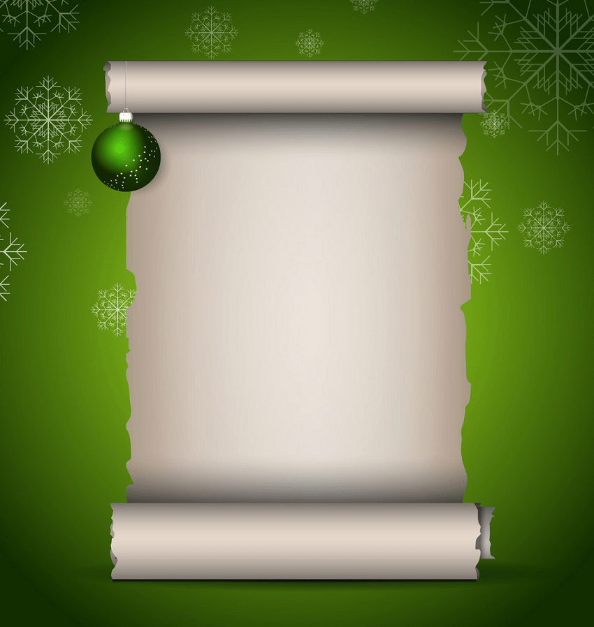 christmas scroll on green background png