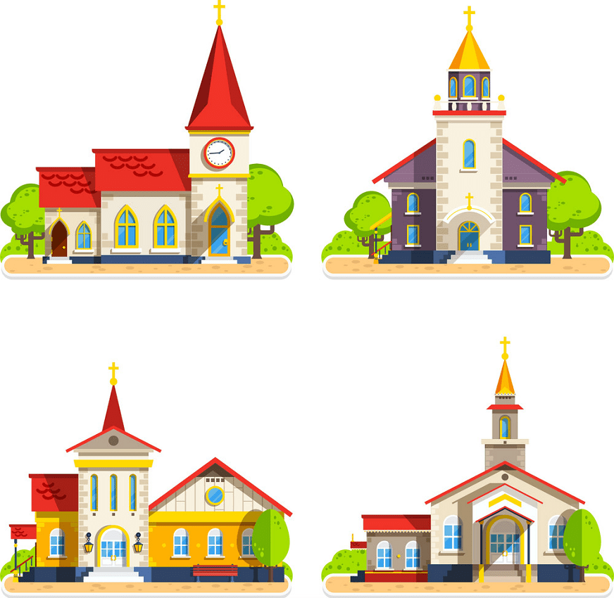 church flat icons set png