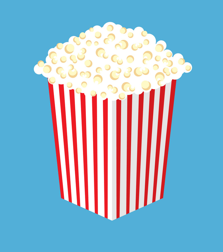 cinema popcorn on blue background