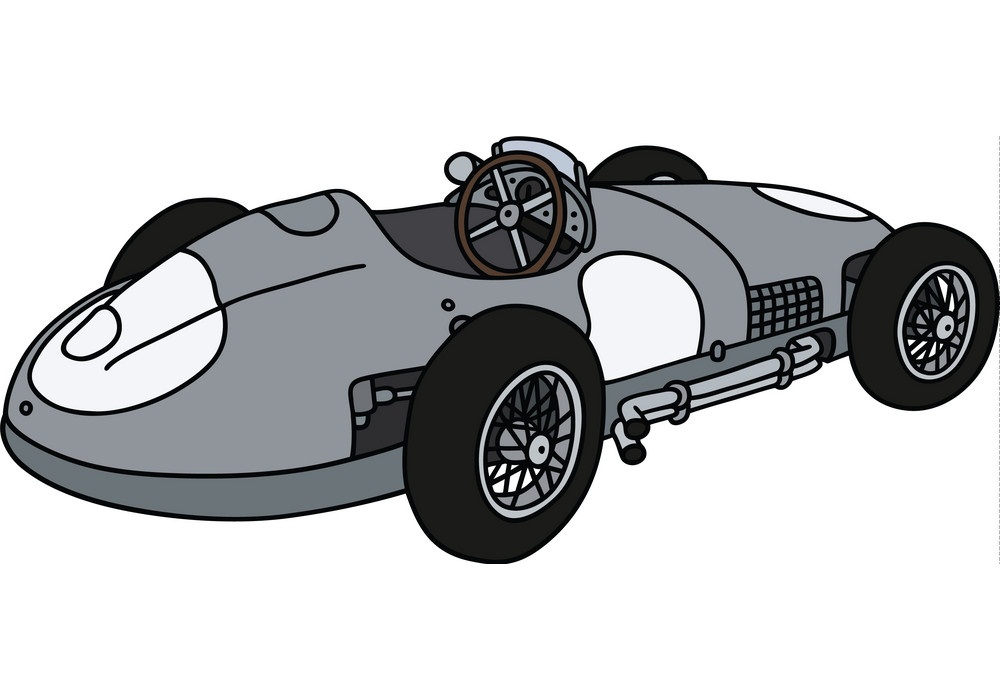classic silver racing car
