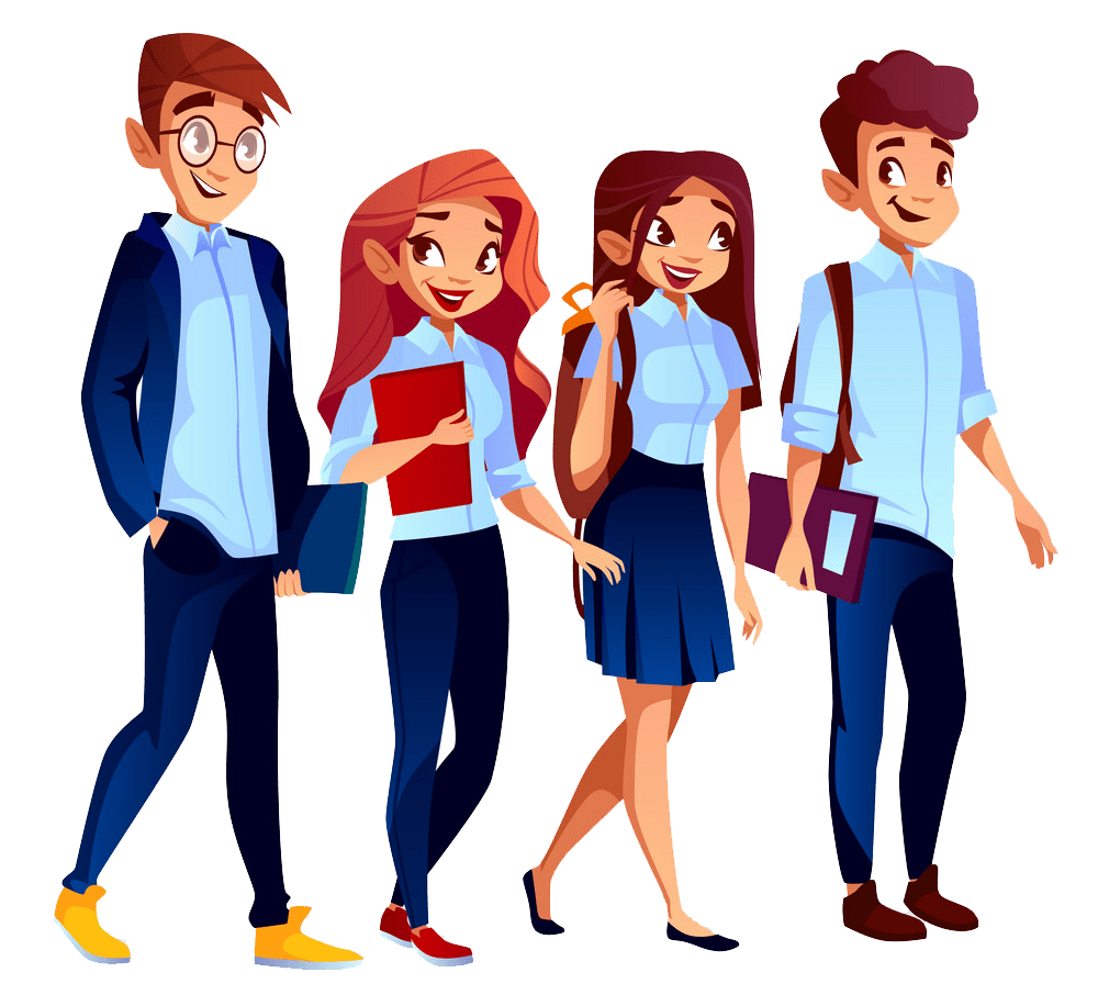 college students in university clothing png transparent