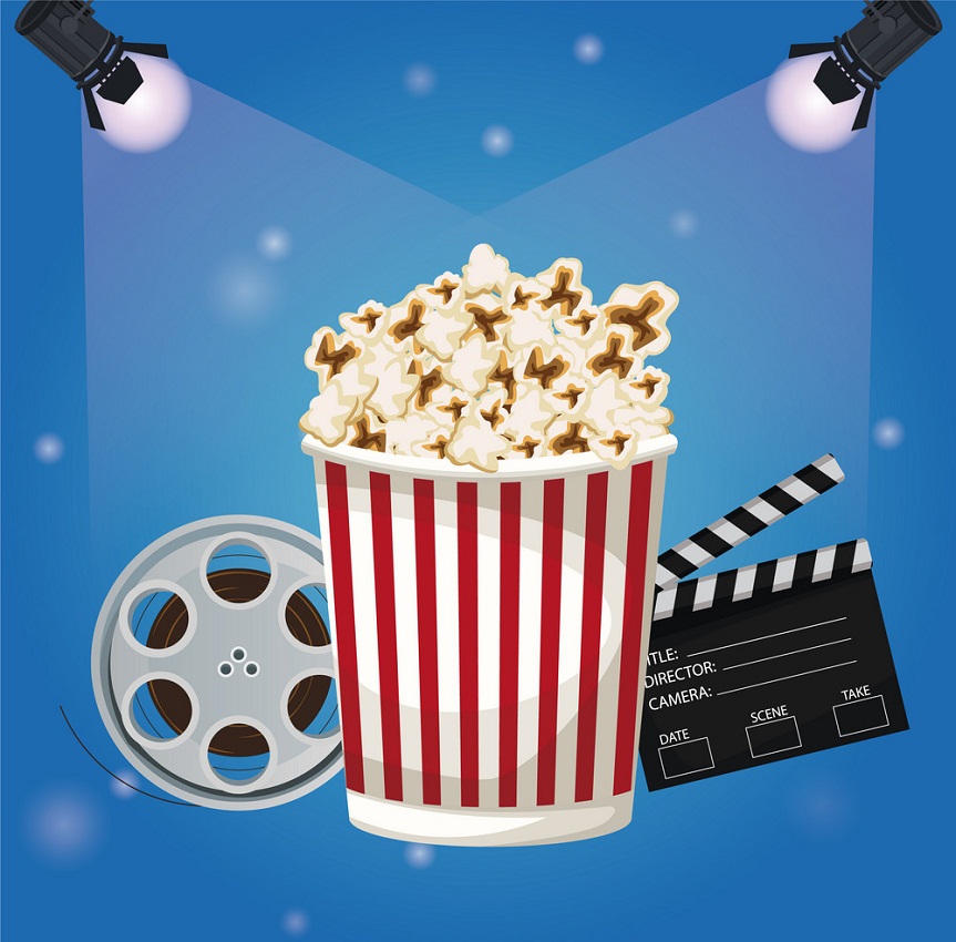 color background spotlights with popcorn