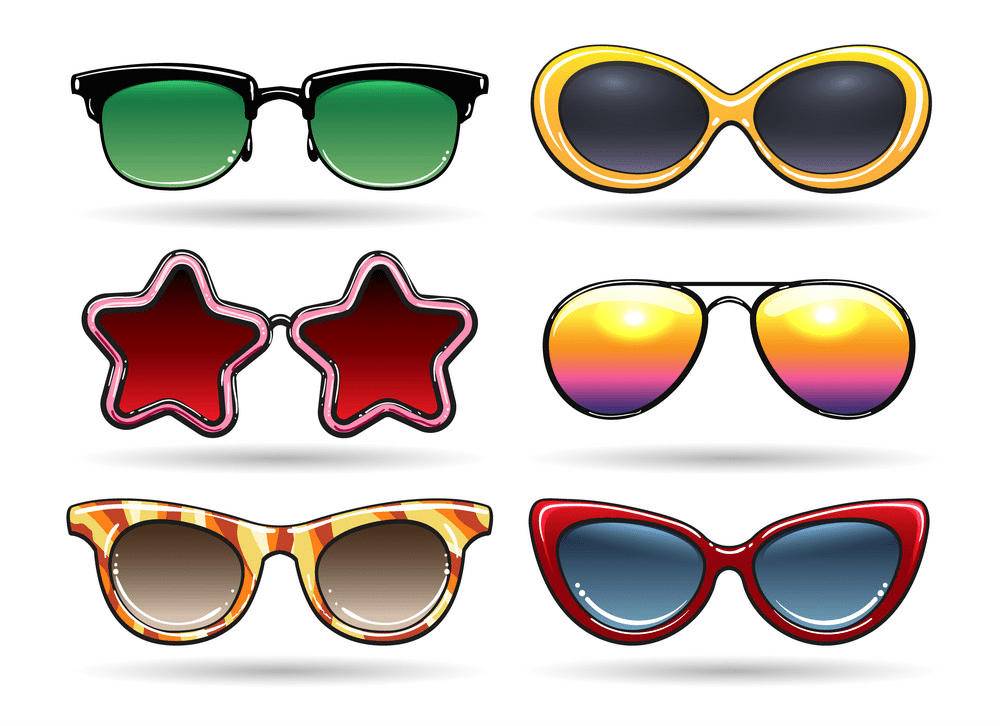 colored sunglasses with reflection png