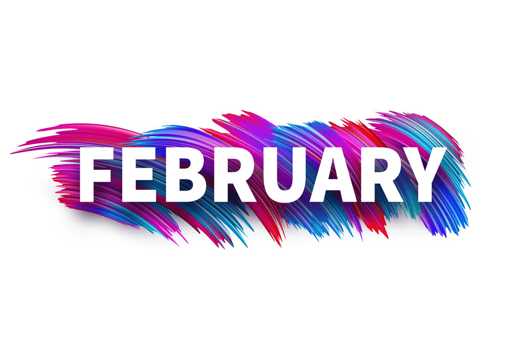 colorful brush strokes february banner png