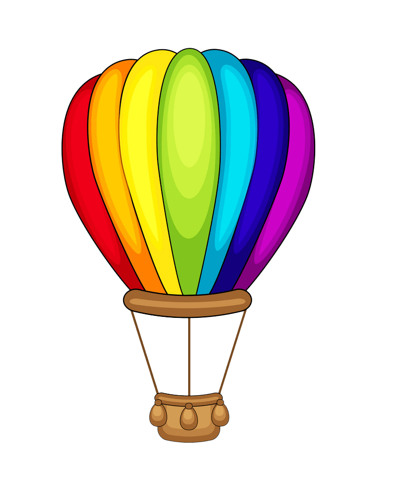 colorful cute hot air balloon png transparent