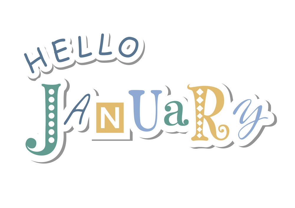 colorful lettering of hello january