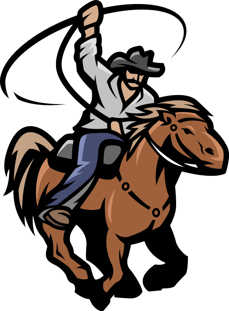 cowboy riding horse mascot transparent
