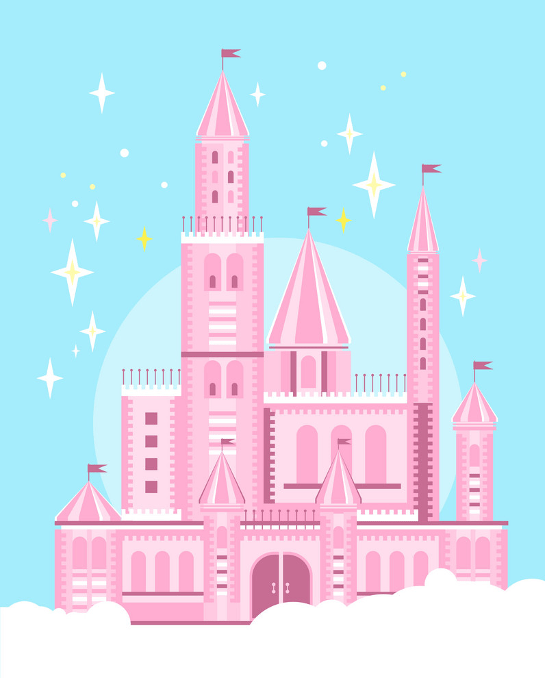 cute pink castle png