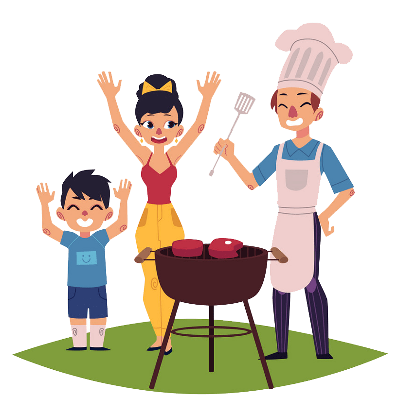 family with outdoors bbq png transparent