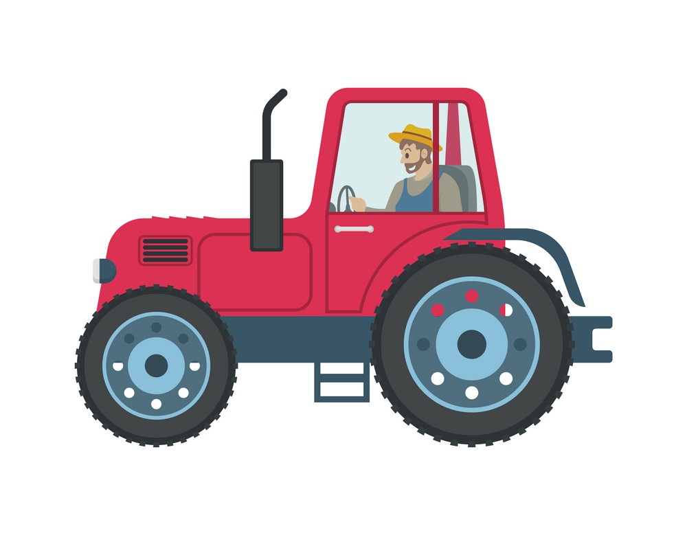farmer driving tractor icon