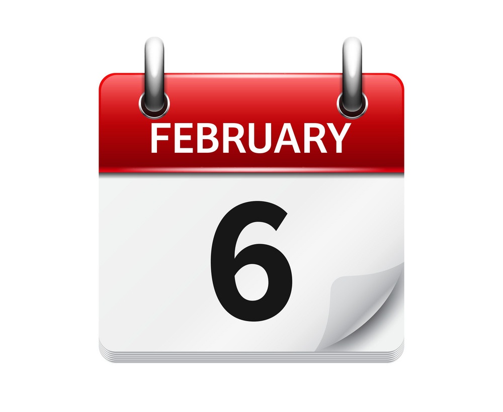 february 6 flat daily calendar icon