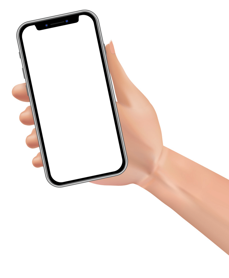 female hand holding iphone png