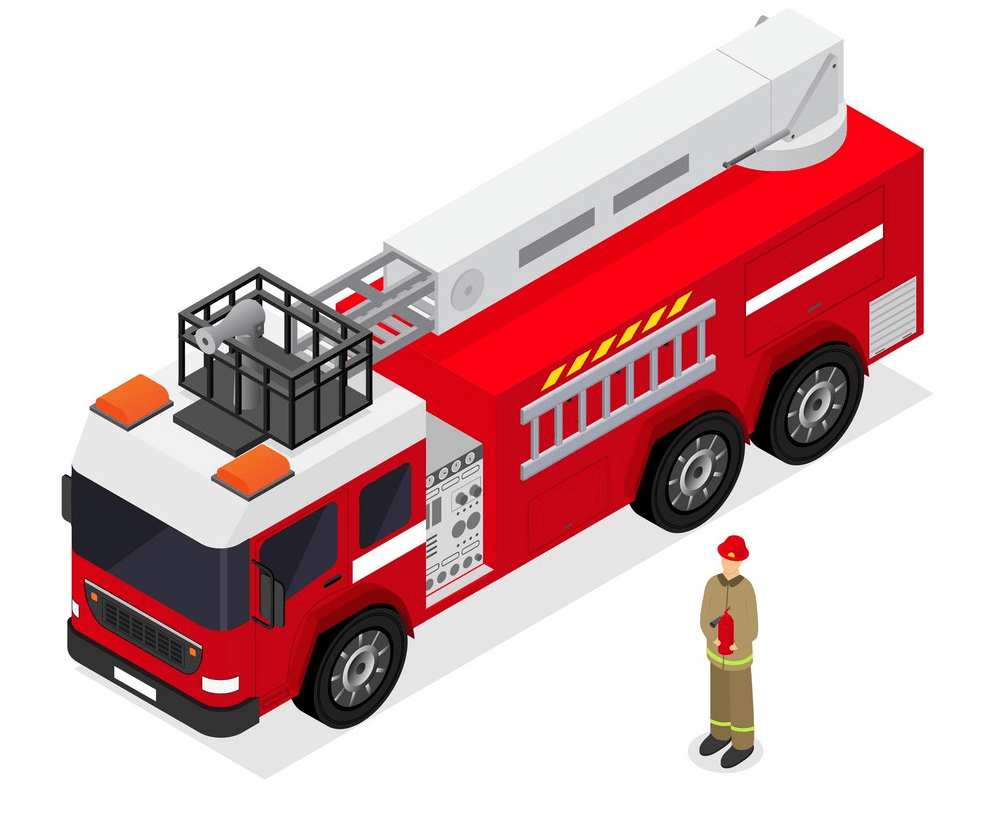 fire engine and firefighter png