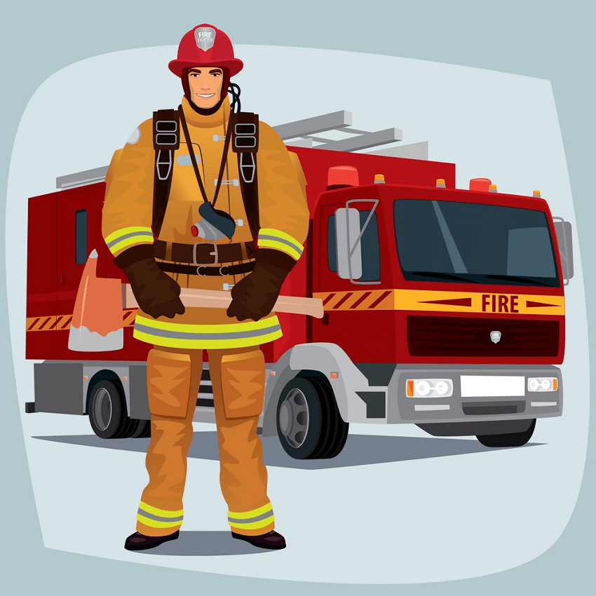fireman with fire truck png