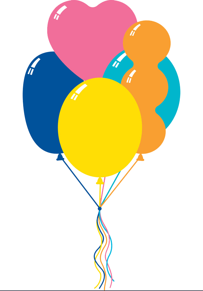 five color balloons png transparent