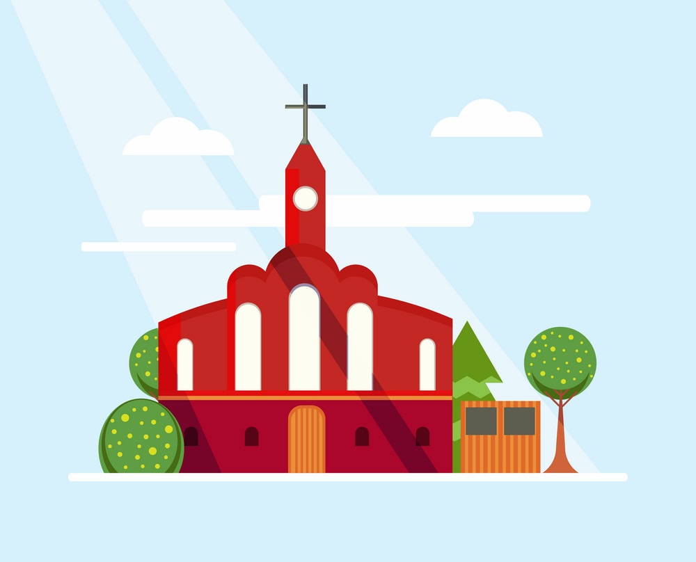 flat colorful church concept