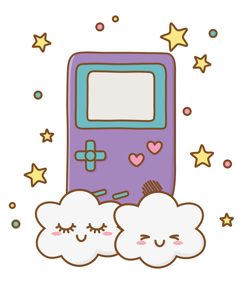 gameboy and cute clouds transparent