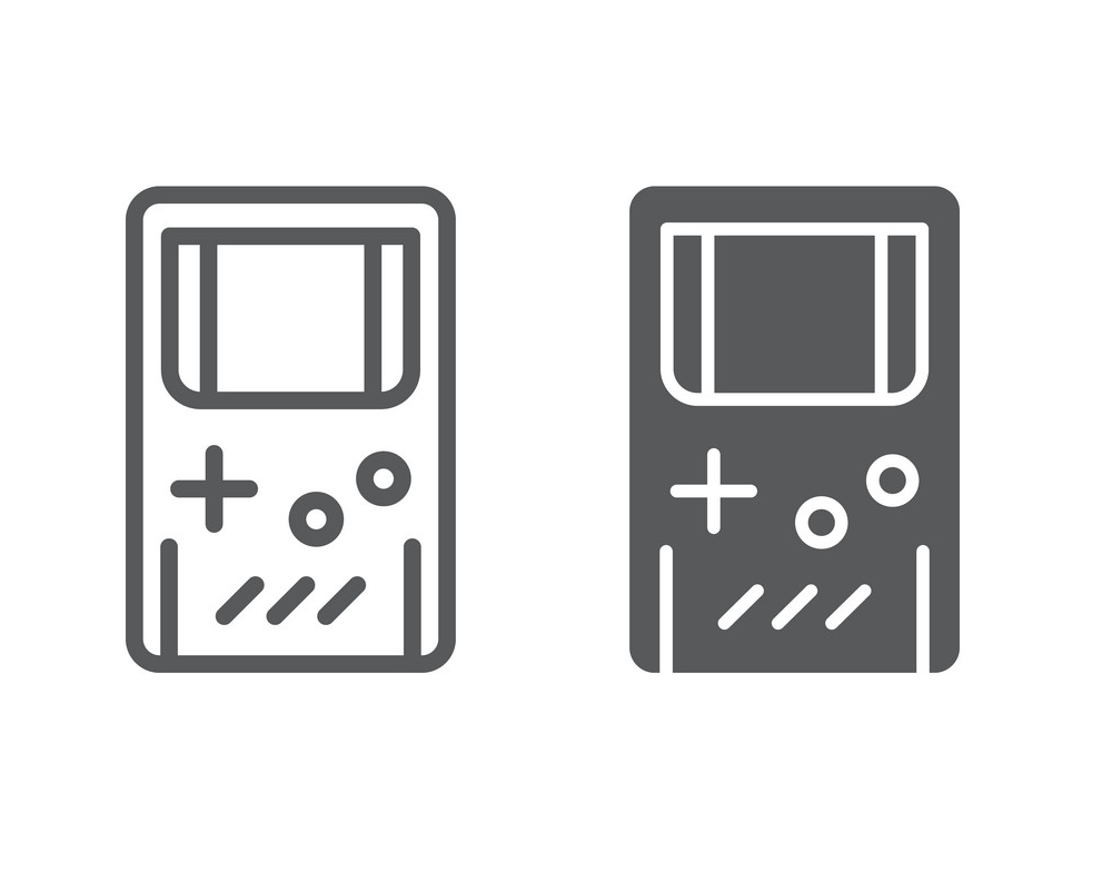 gameboy line and glyph icon png