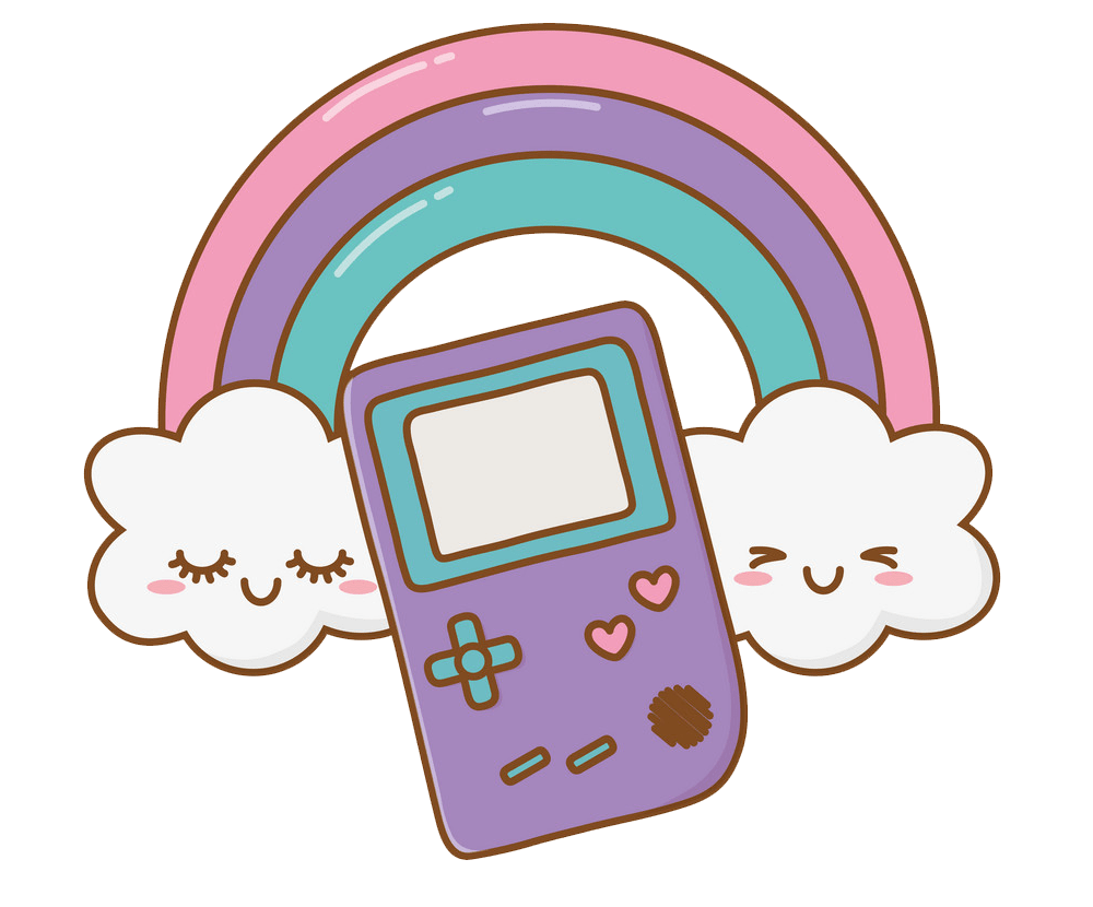 gameboy with cute rainbow transparent