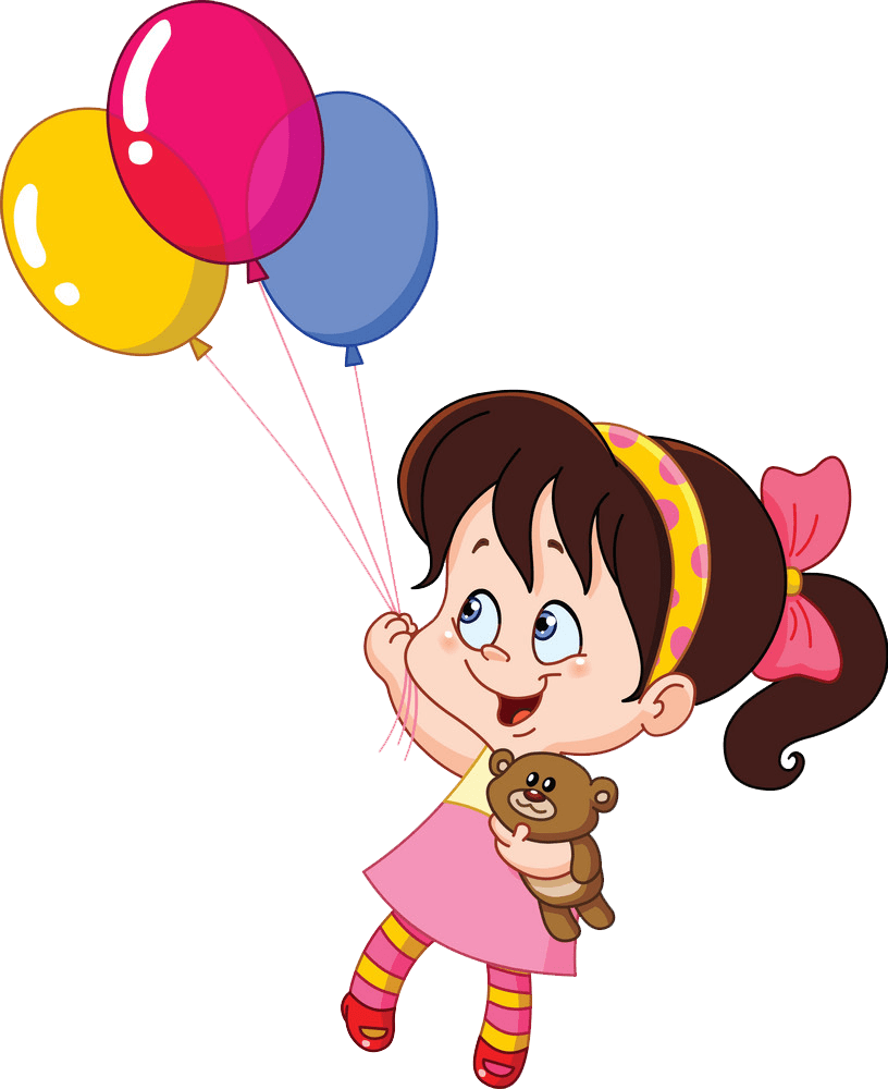 girl with balloons png transparent