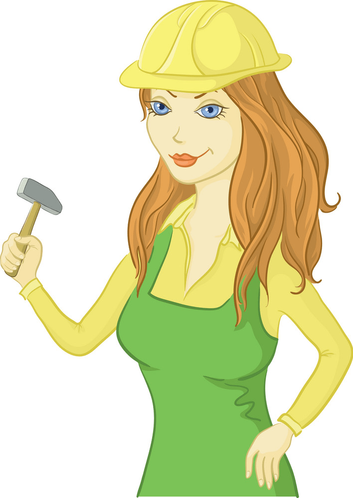 girl worker with a hammer png