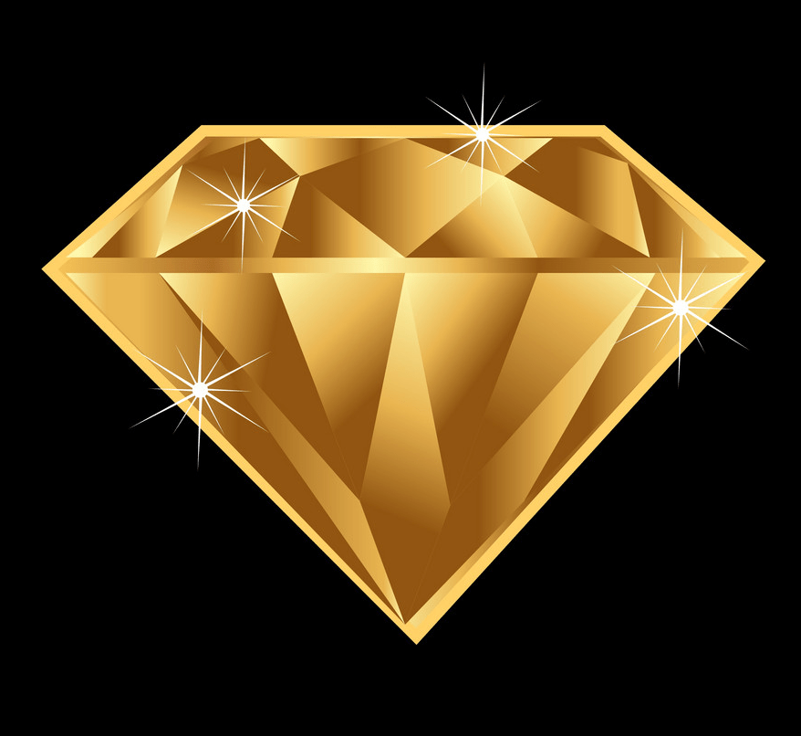 gold diamond on black background png