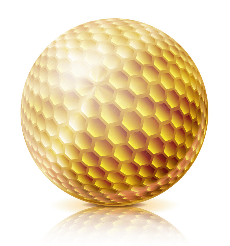 gold golf ball 3d realistic png