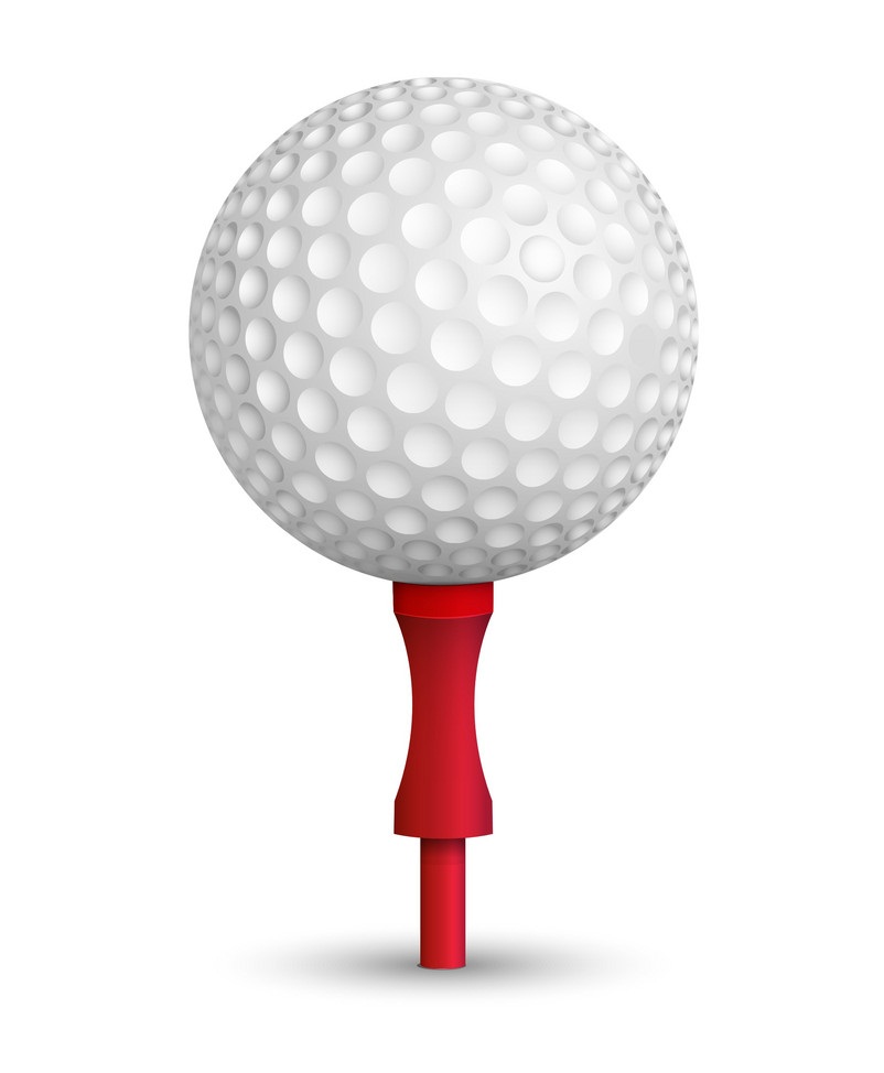 golf ball on red stand