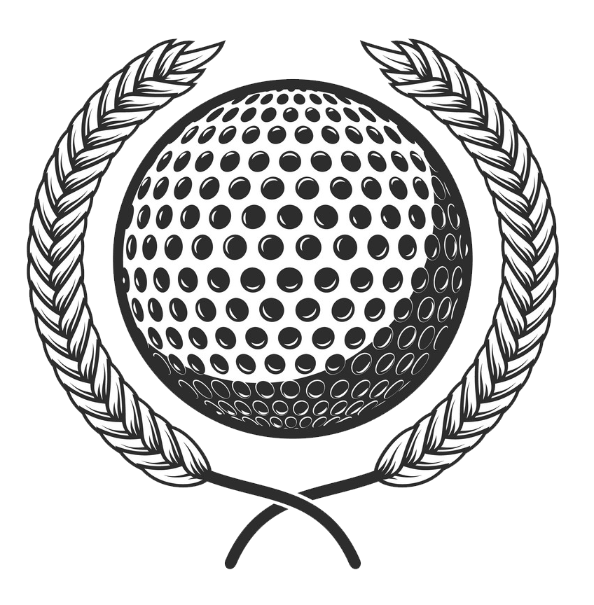 golf ball with laurel wreath design png transparent
