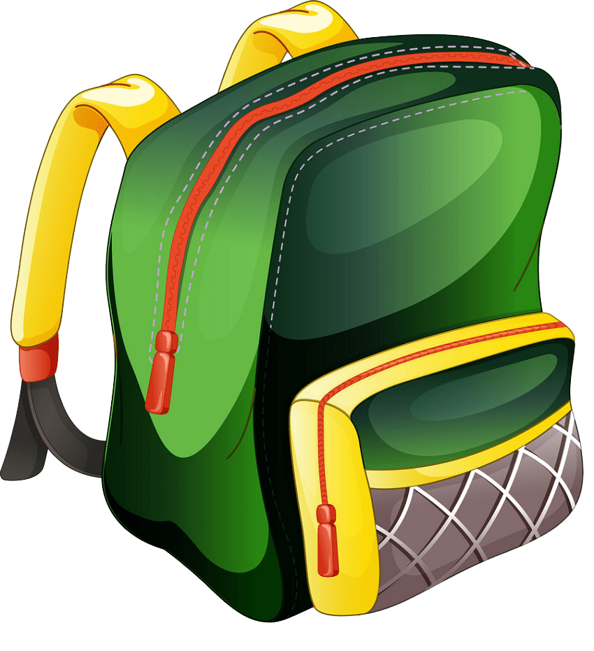 green and yellow school bag png transparent