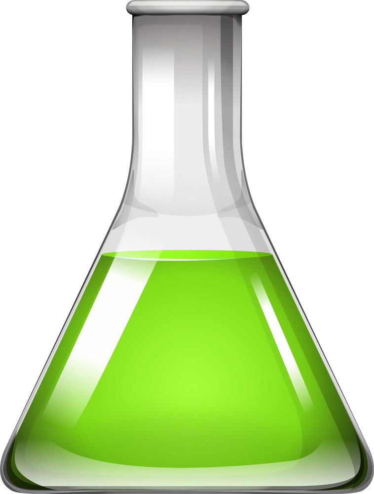 green liquid in glass beaker