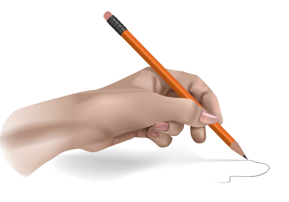 hand holding pencil and writing