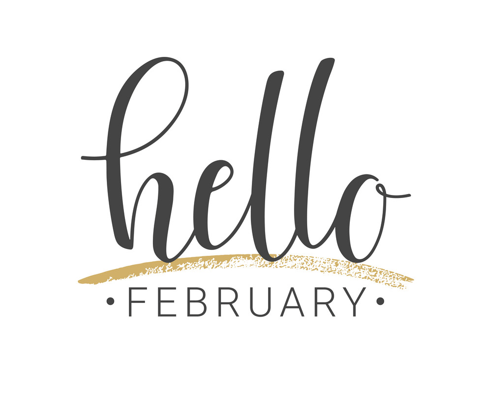 handwritten lettering of hello february png