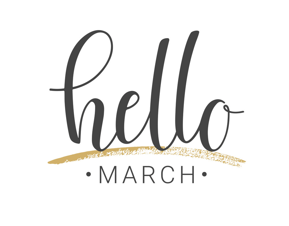 handwritten lettering of hello march png