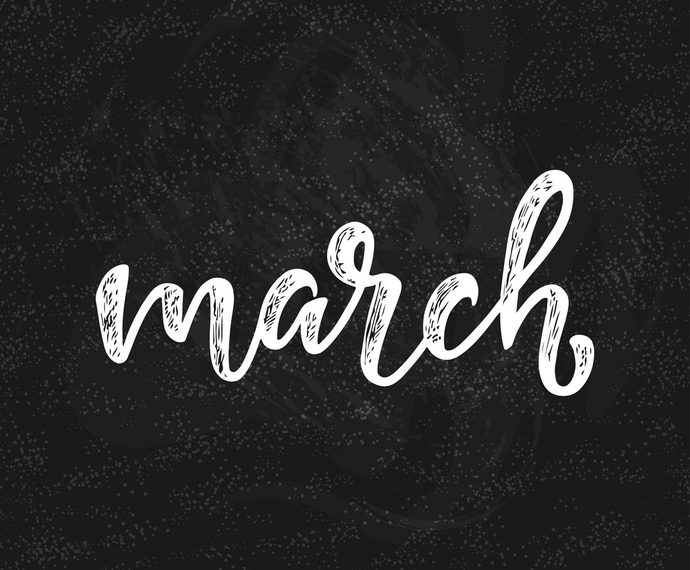 handwritten name of month - march png