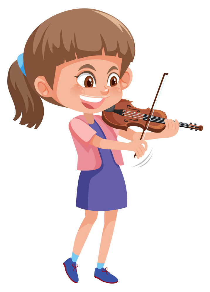 happy girl playing violin png