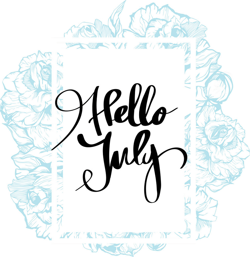 hello july calligraphy for design png