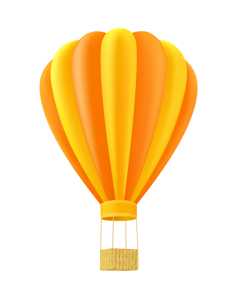 hot air balloon in orange and yellow png transparent
