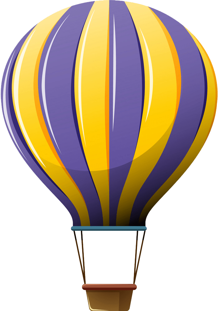 hot air balloon in purple and yellow png transparent