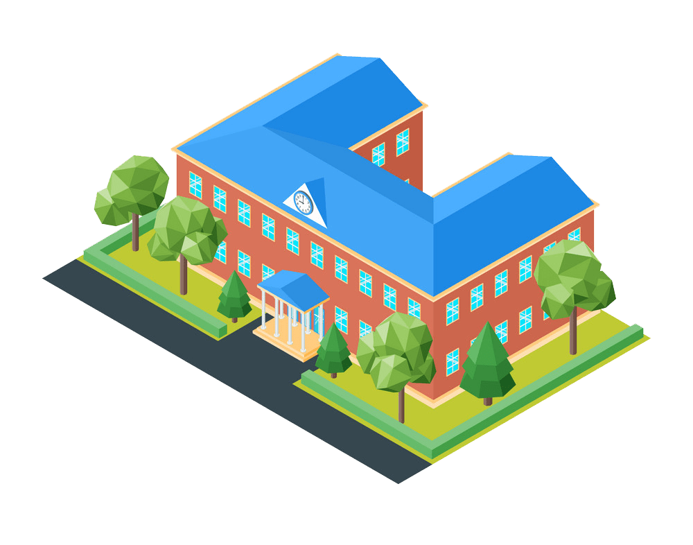 isometric school building png trasnparent