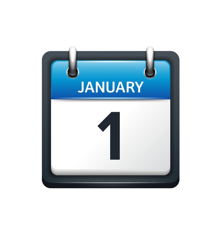 january 1 calendar icon flat