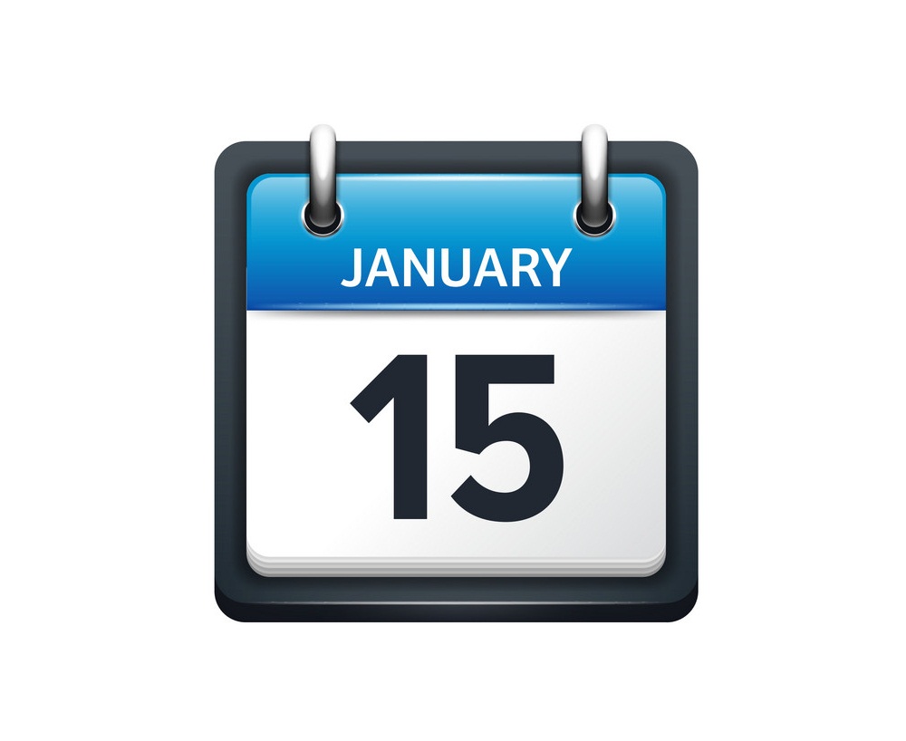 january 15 calendar icon flat