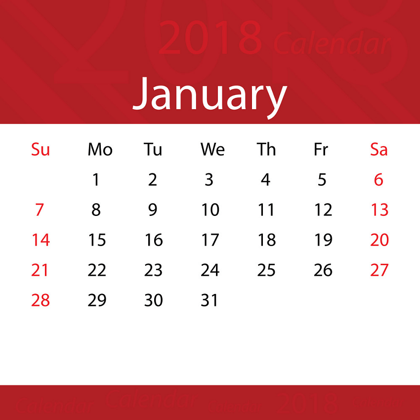 january 2018 calendar png