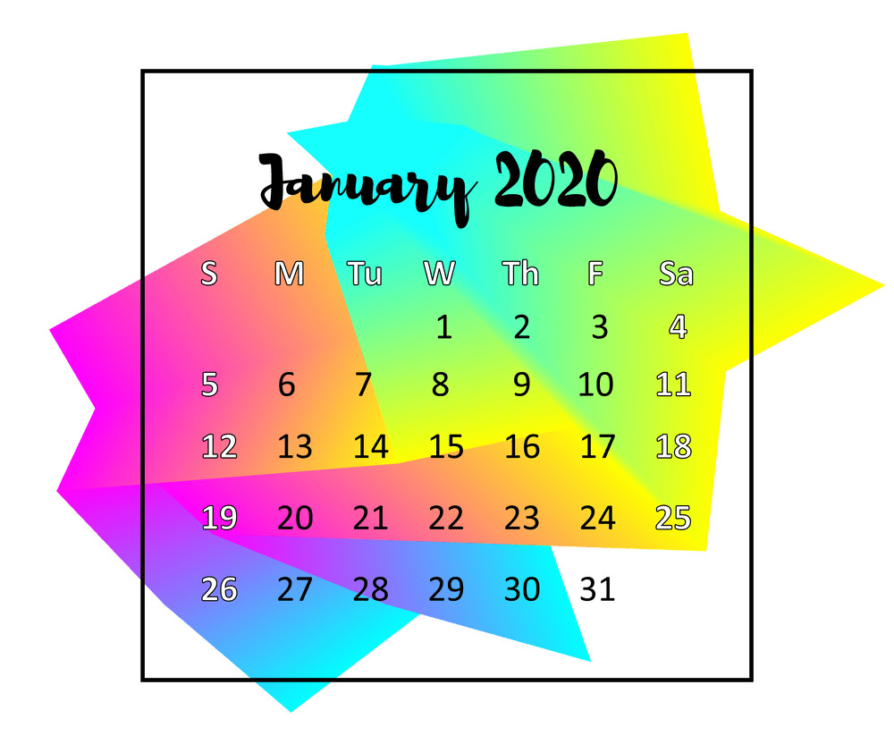 january 2020 calendar png