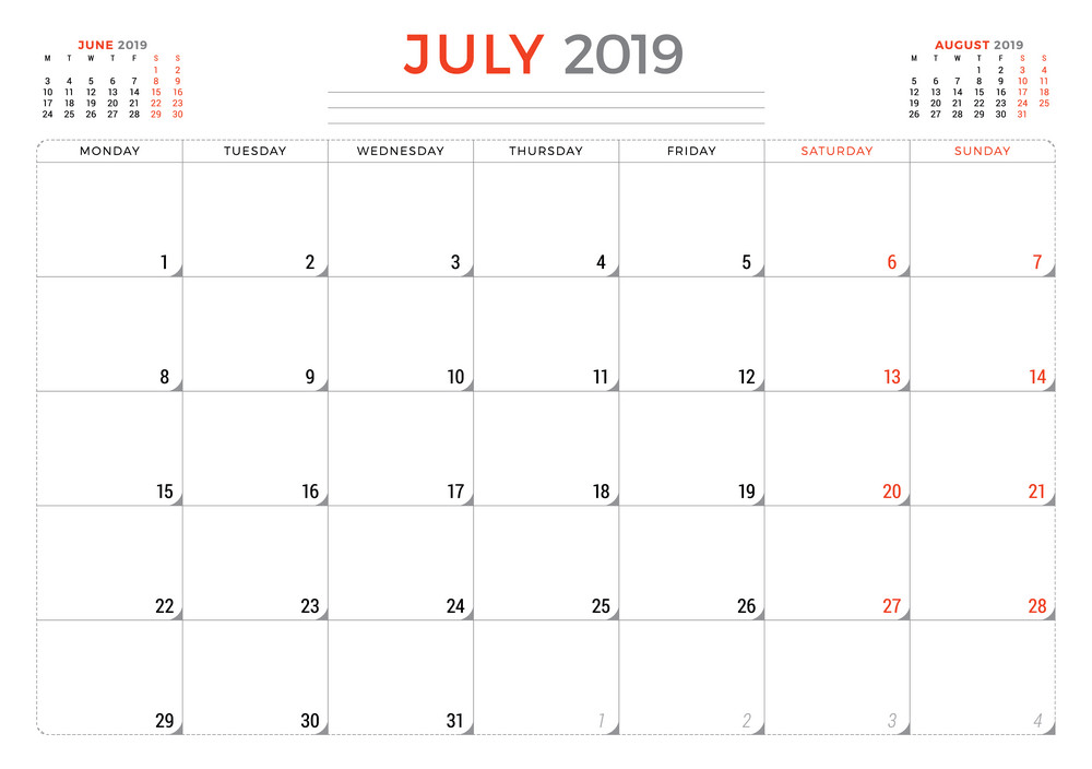 july 2019 calendar planner png