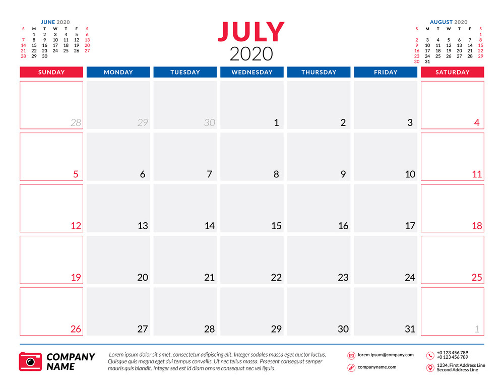 july 2020 calendar planner png