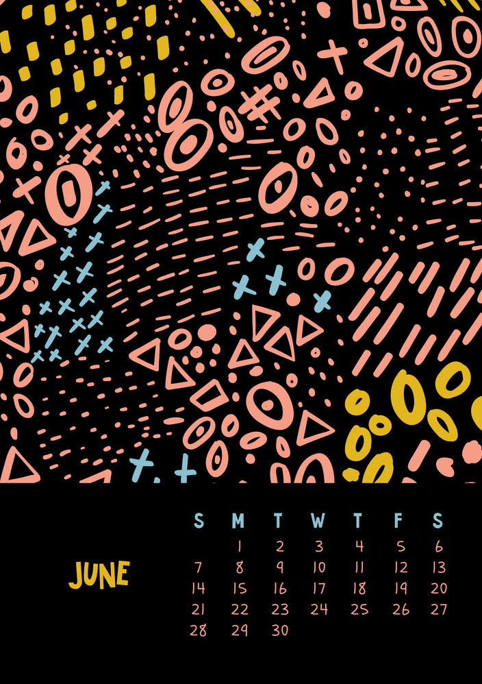 june colorful monthly calendar png
