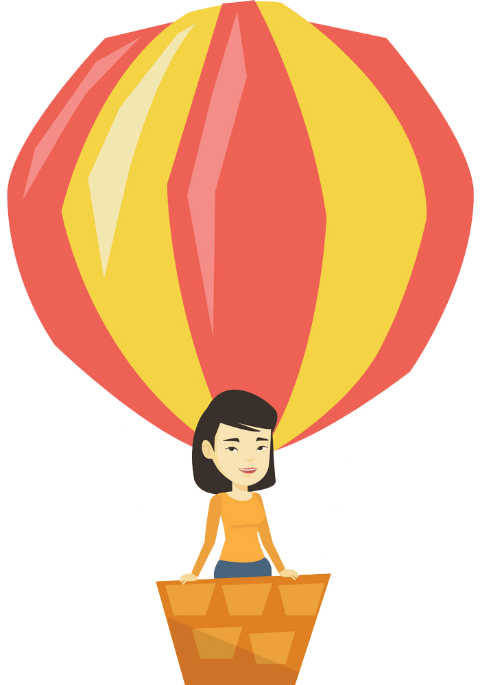 lady in hot air balloon png transparent
