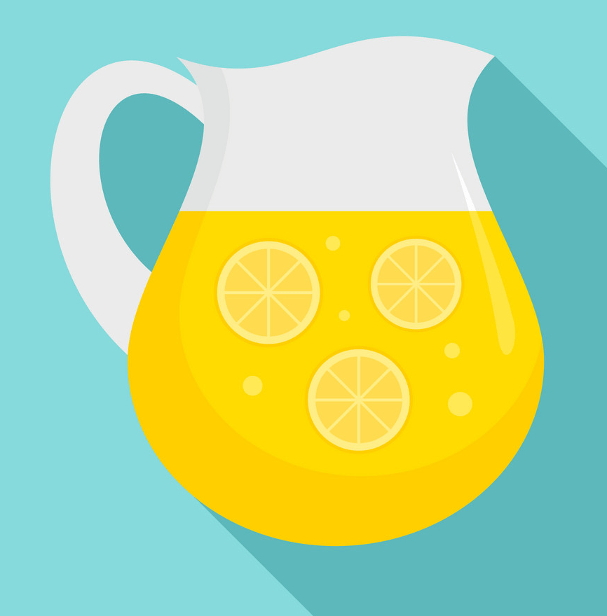 lemonade jug icon on blue background png