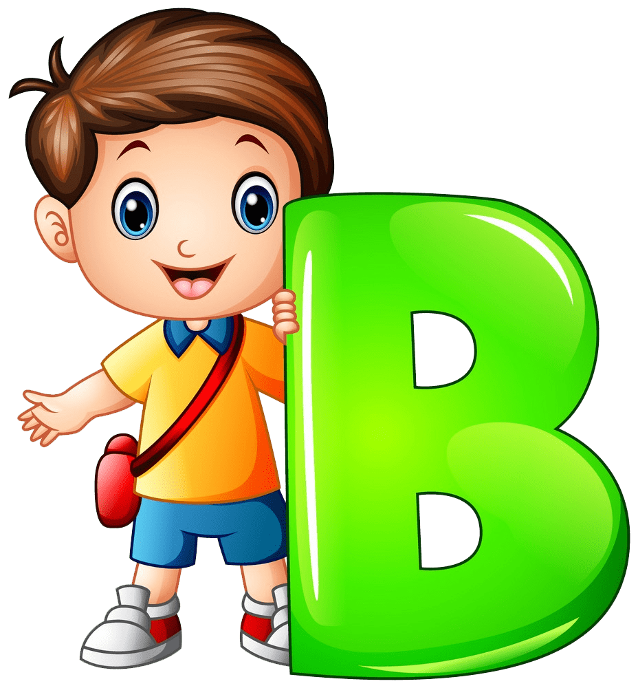 little boy holding letter b png transparent